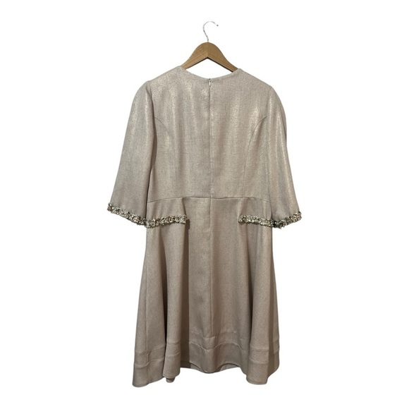 Cara Lotti Shift Dress Plus Size 48 Made In France Tweed Trim Mother Of Bride 18 - Picture 2 of 5